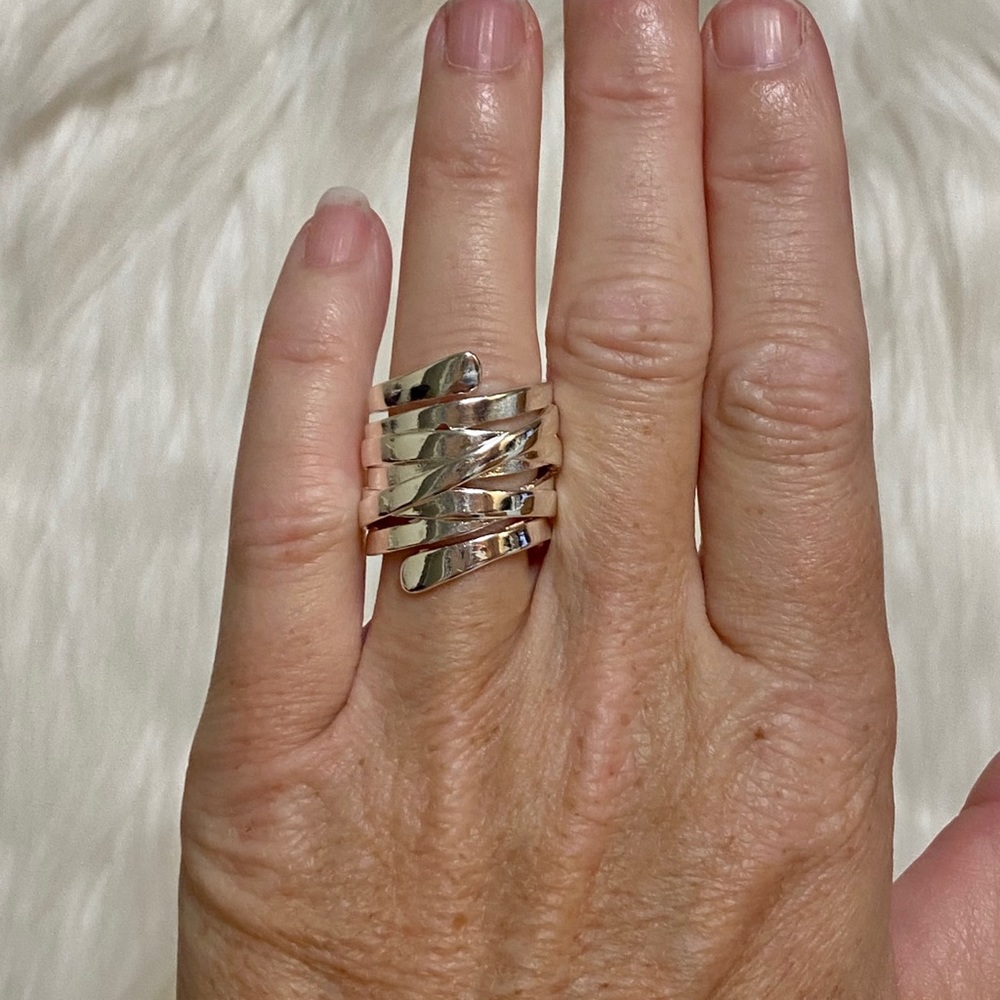 Chunky Sterling Silver Wraparound Highway Fashion Ring - Picture 7 of 11